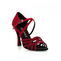 【Mamacita X Nasti】Red Leather With Black Crystal 10cm Dance Sandals