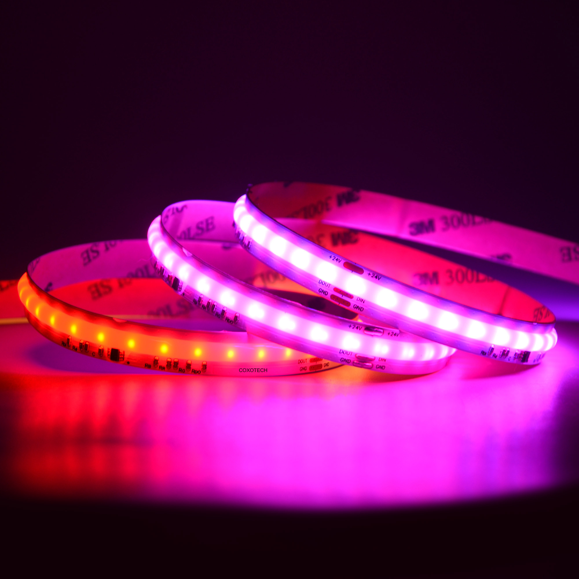 10mm 24V 420leds/m digital RGB COB led strip