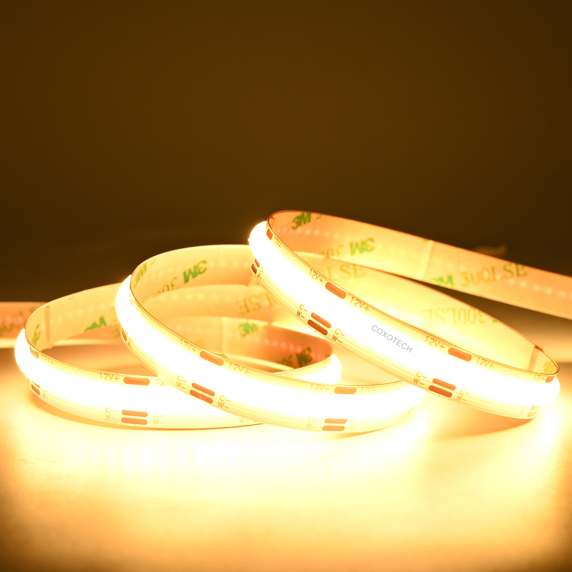 8mm 12V/24V 600leds/m CCT COB Strip