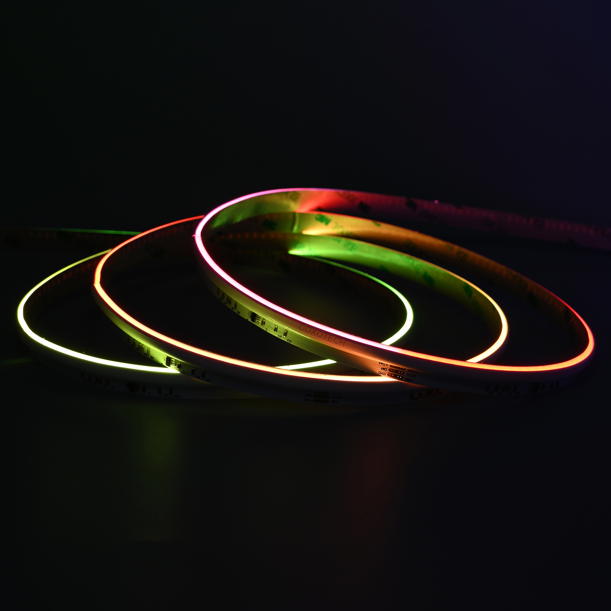 10mm 24V 840leds/m Side View COB Digital RGB LED strip