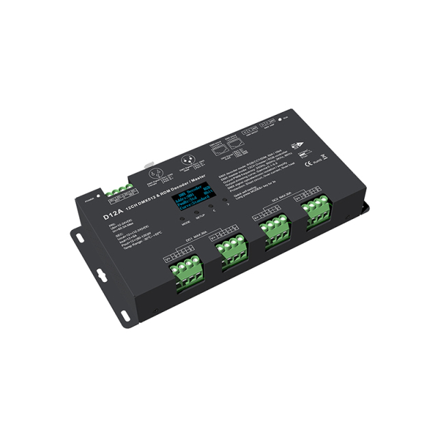 12-24VDC 5A*12CH D12A DMX512 Decoder (OLED screen)