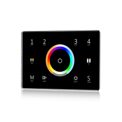 T15(IT) 4 Zones Wall Mounted Touch Panel RGB+CCT DMX Control + Remote control (100-240VAC Input)