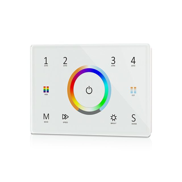 T15(IT) 4 Zones Wall Mounted Touch Panel RGB+CCT DMX Control + Remote control (100-240VAC Input)