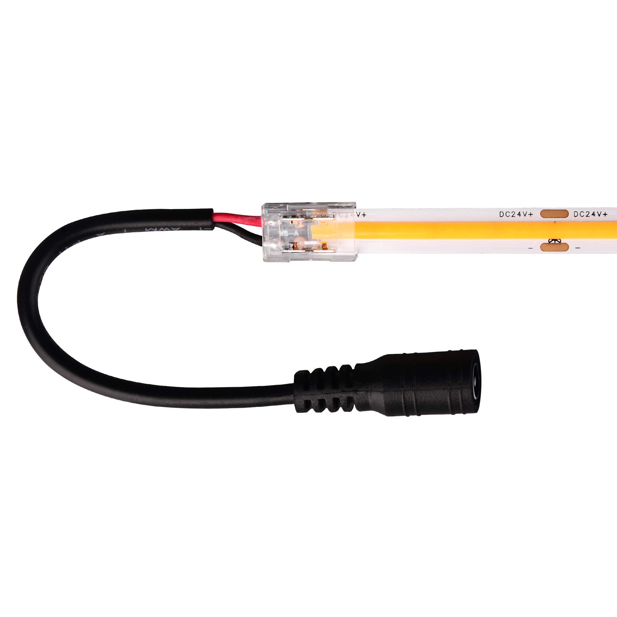6/8/10mm width D2P-F black wire + Female DC connector Transparent Connector
