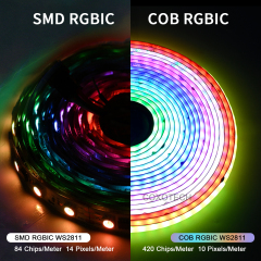 S5000 420leds 10mm Wide White Black PCB Board Digital COB RGB LED Strip