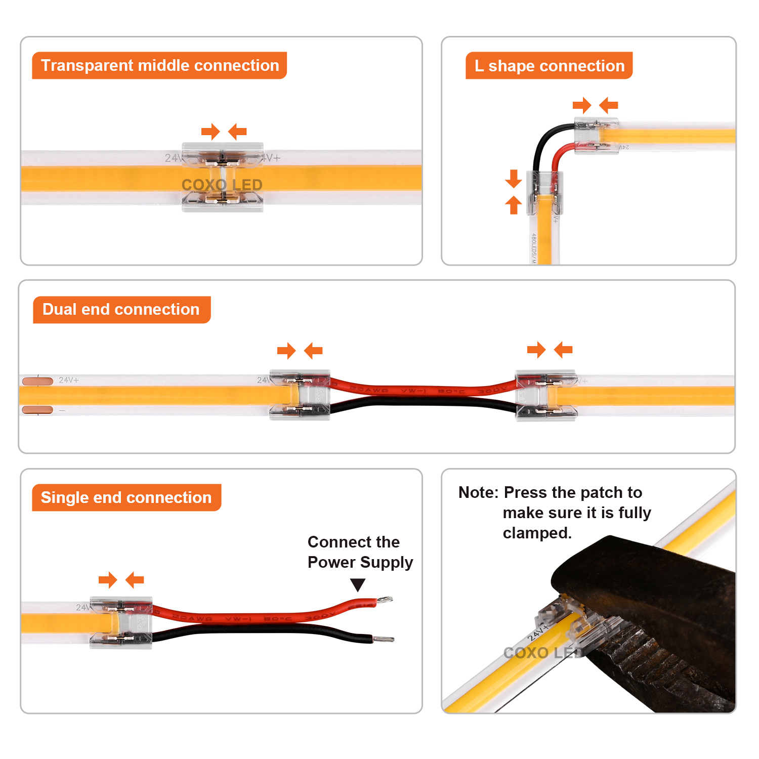 2 PIN 8mm 10mm 4-In-1 DIY LED Strip Connector
