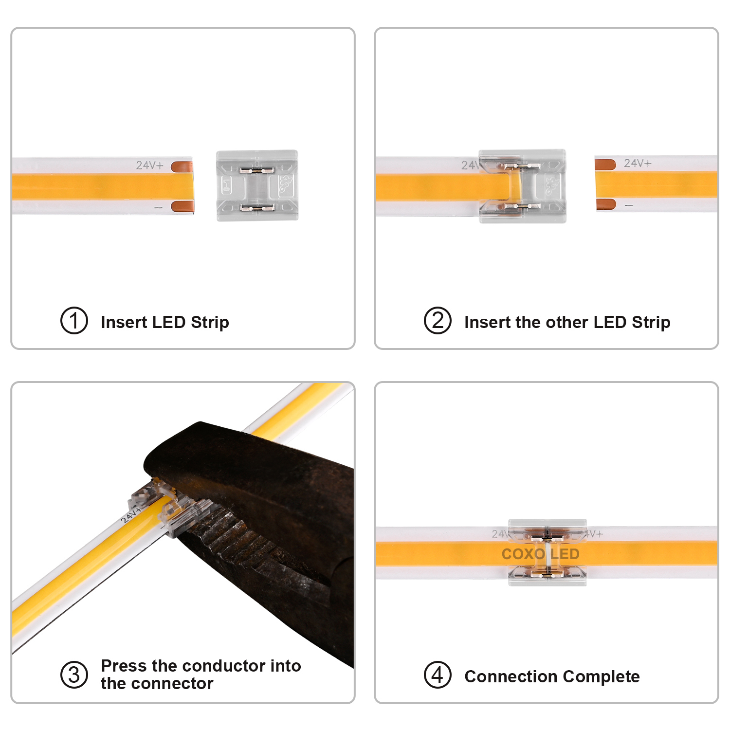 2 PIN 8mm 10mm 4-In-1 DIY LED Strip Connector