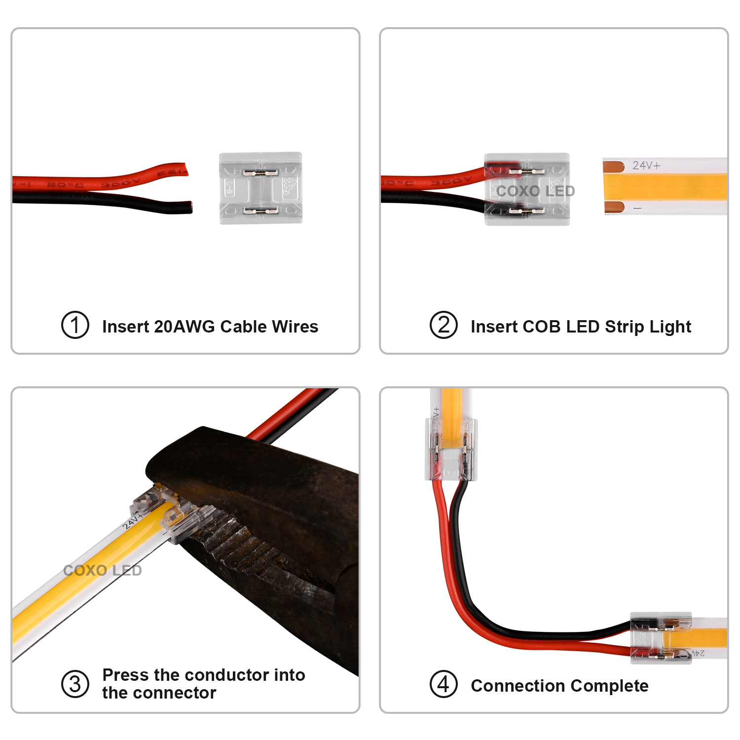 2 PIN 8mm 10mm 4-In-1 DIY LED Strip Connector