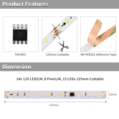 10mm 24V 120leds/m 2835 2811 Digital LED strip