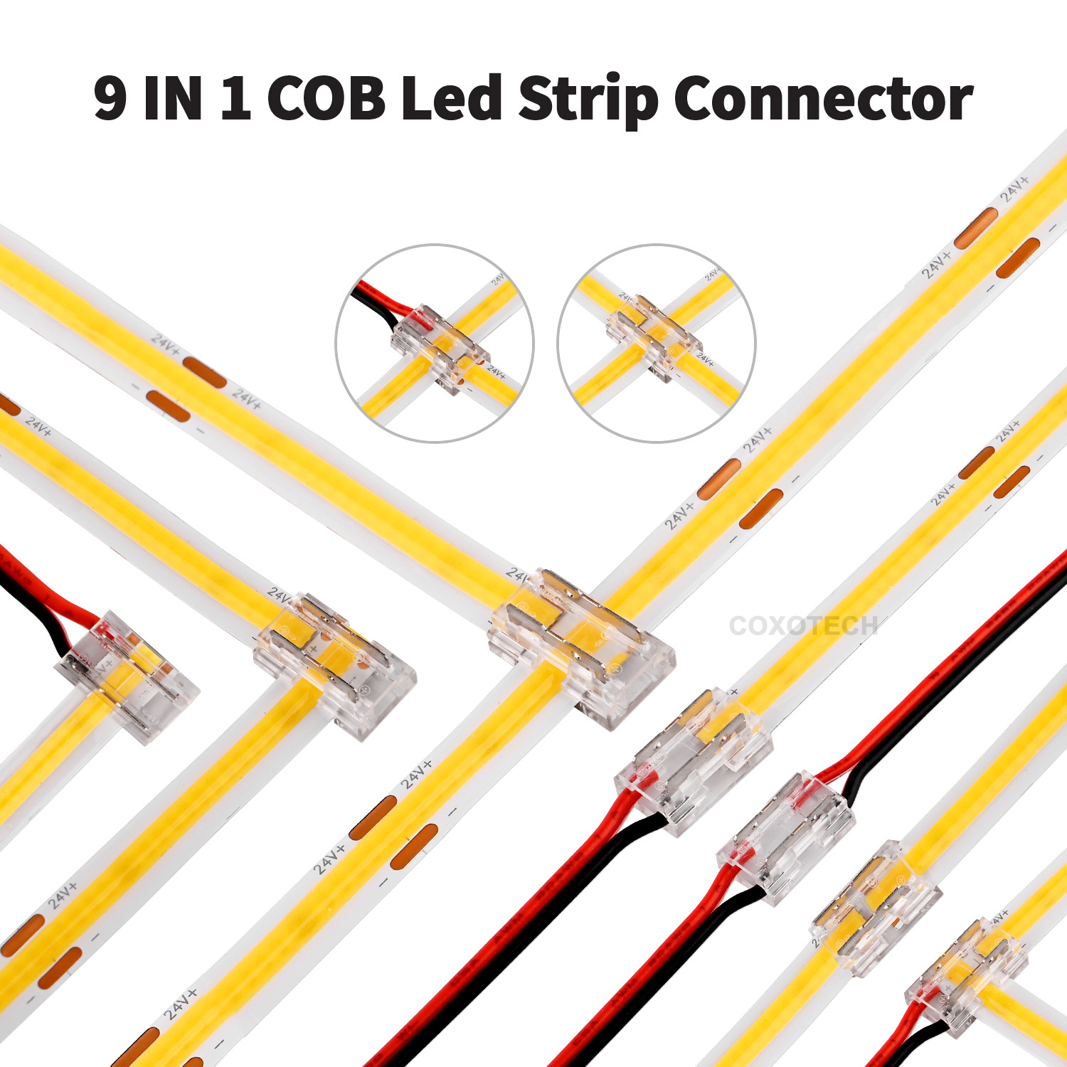 2 pin 9 IN 1 5mm 8mm 10mm COB LED Strip Connector