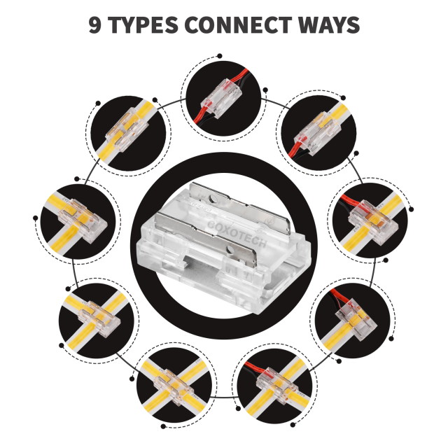 2 pin 9 IN 1 5mm 8mm 10mm COB LED Strip Connector