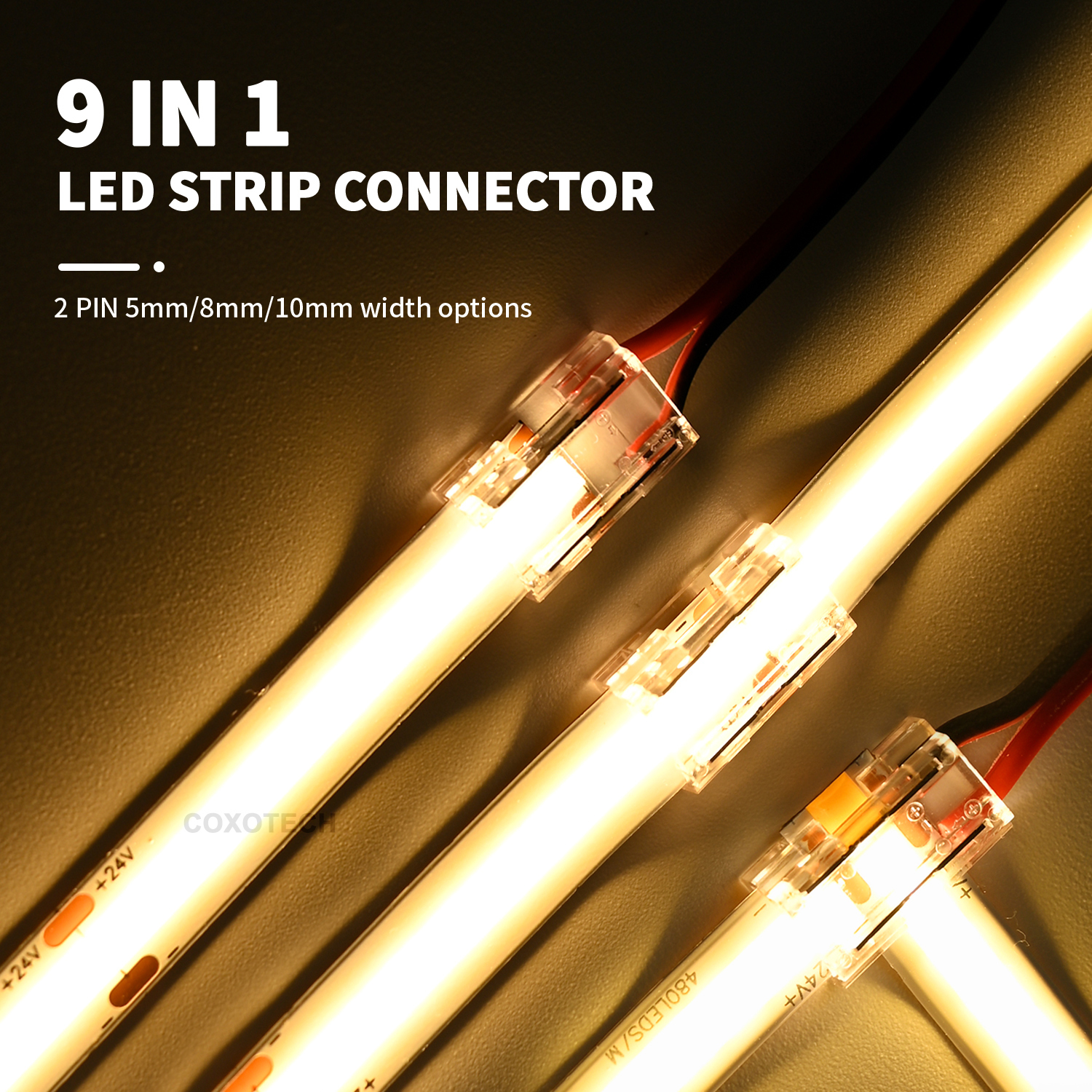 2 pin 9 IN 1 5mm 8mm 10mm COB LED Strip Connector