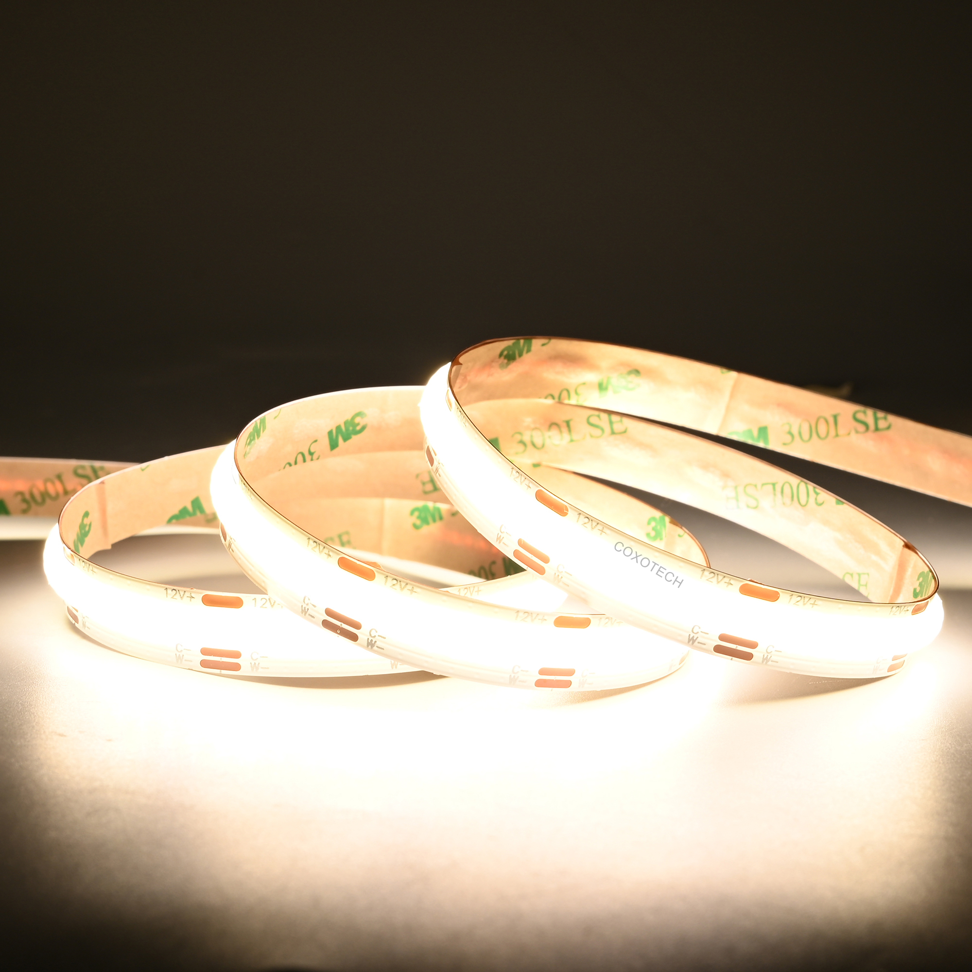 8mm 12V/24V 600leds/m CCT COB Strip