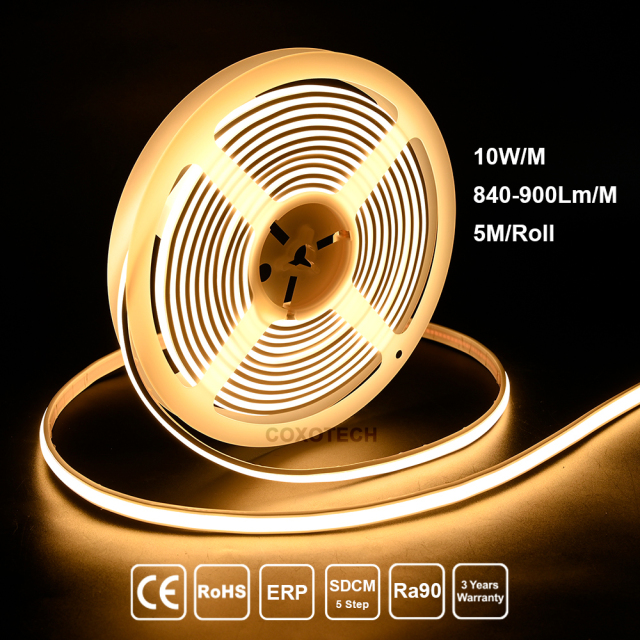 N1005D 320LEDs Ra90 5 Years Warranty 8mm PCB 10.5mm Width COB IP67 linear light 50m Long Roll