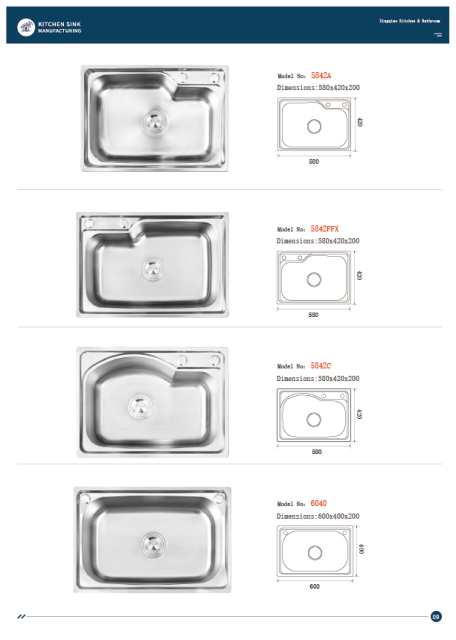 E-catalogue, machine-made sinks