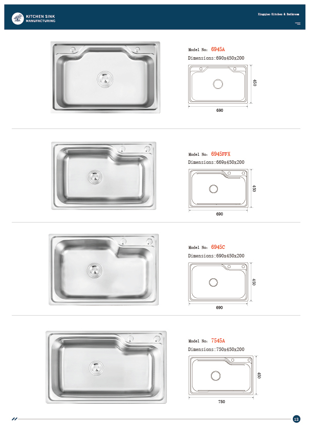 E-catalogue, machine-made sinks
