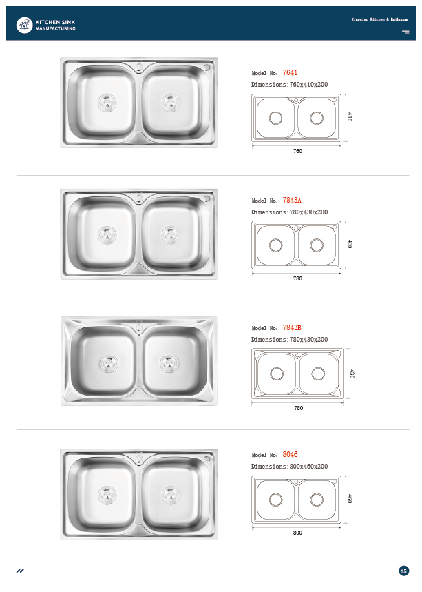 E-catalogue, machine-made sinks