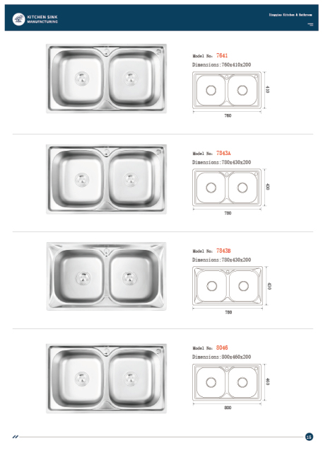 E-catalogue, machine-made sinks