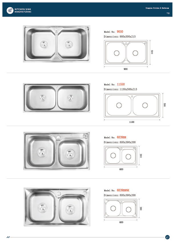 E-catalogue, machine-made sinks