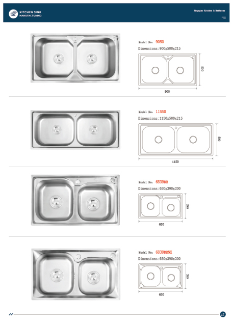 E-catalogue, machine-made sinks