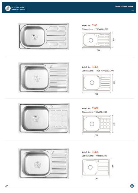 E-catalogue, machine-made sinks