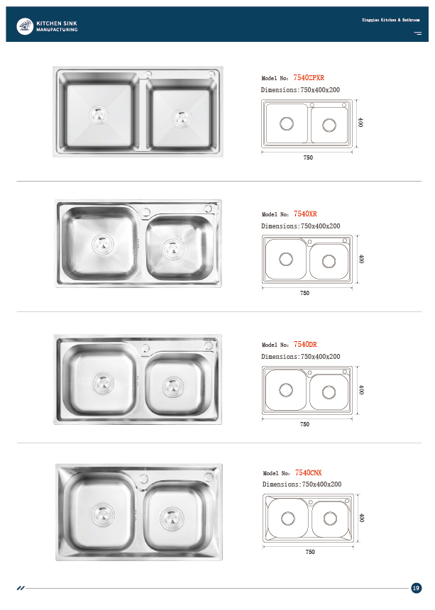 E-catalogue, machine-made sinks