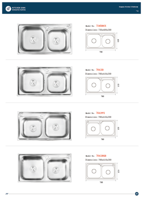 E-catalogue, machine-made sinks