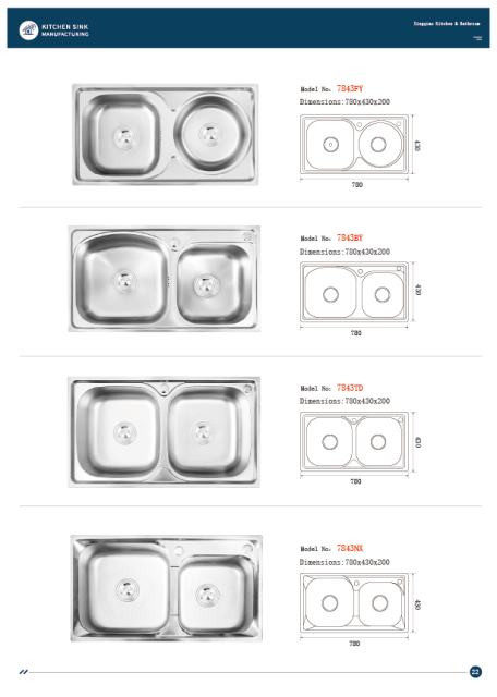 E-catalogue, machine-made sinks