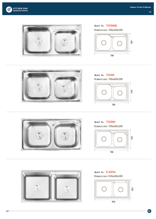 E-catalogue, machine-made sinks