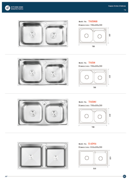 E-catalogue, machine-made sinks