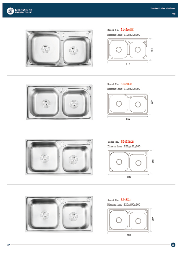E-catalogue, machine-made sinks
