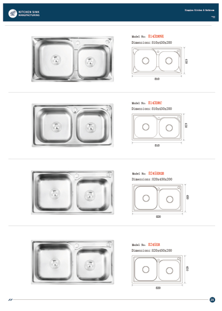 E-catalogue, machine-made sinks