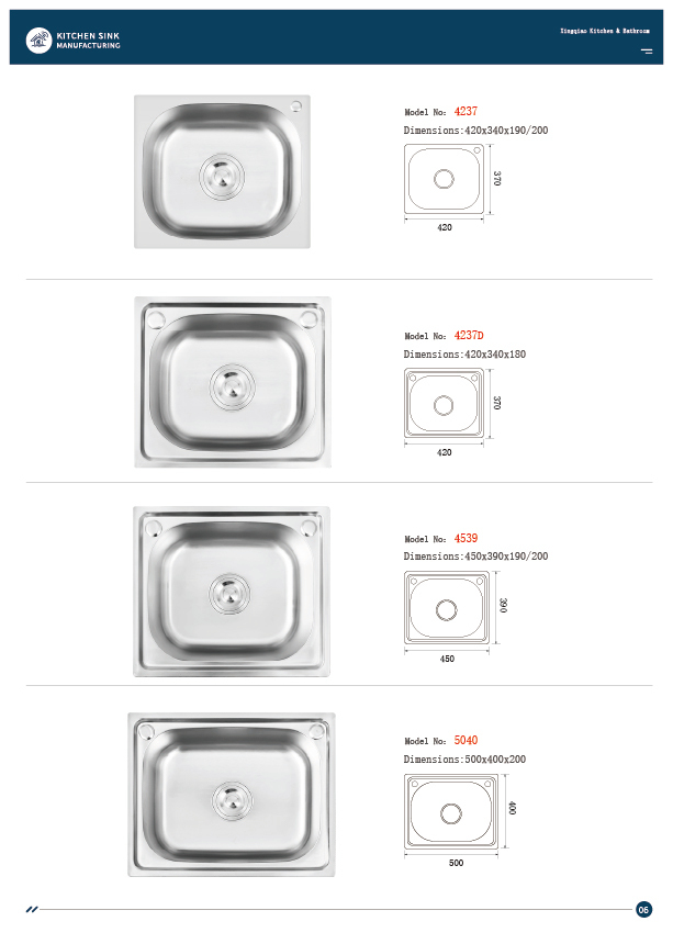 E-catalogue, machine-made sinks