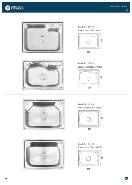 E-catalogue, machine-made sinks