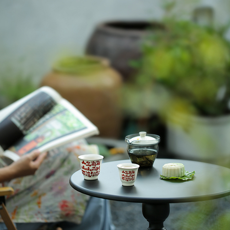 Portable travel tea set one pot two cups