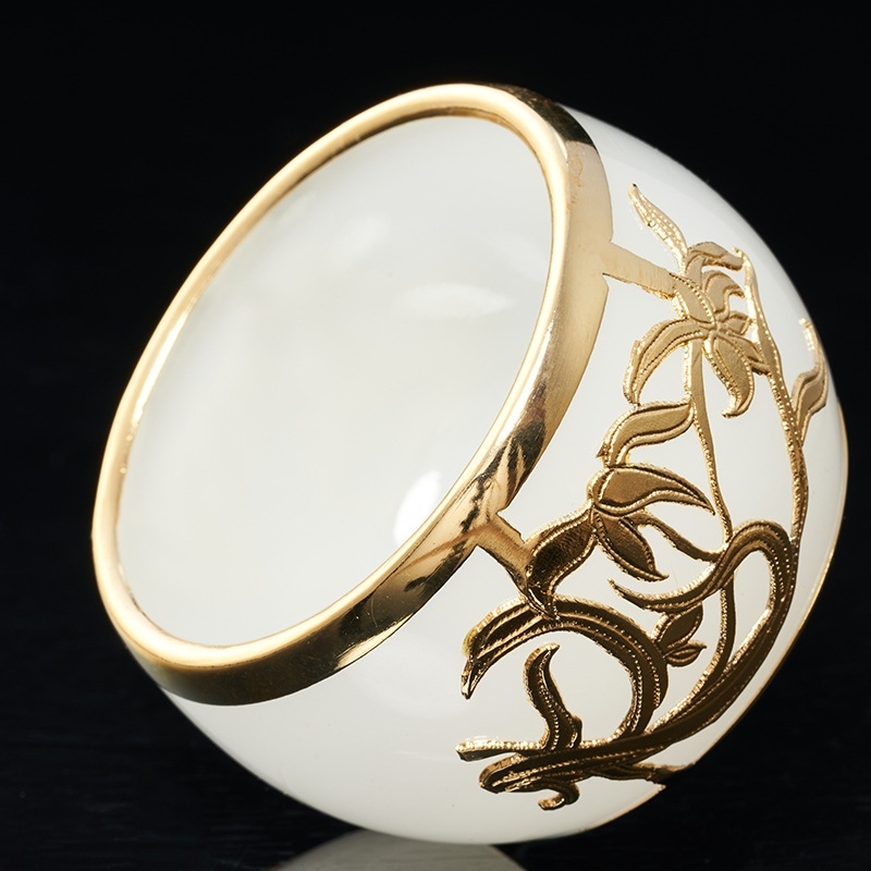 Gold inlaid jade glazed jade porcelain Kung Fu tea set large set home gift box