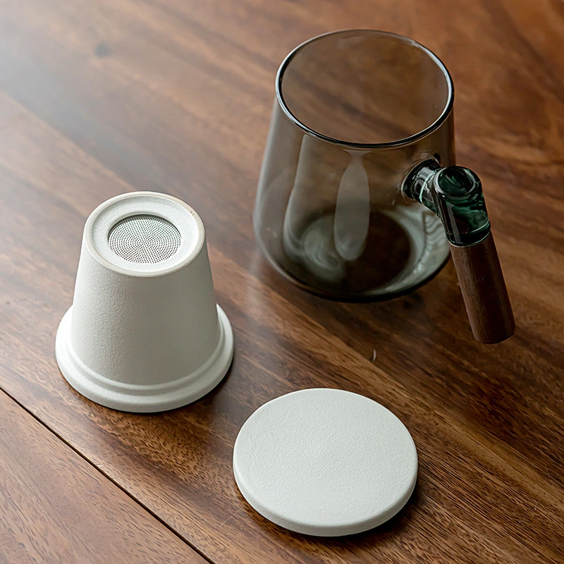 High-looking creative handle glass tea and water separated office cup