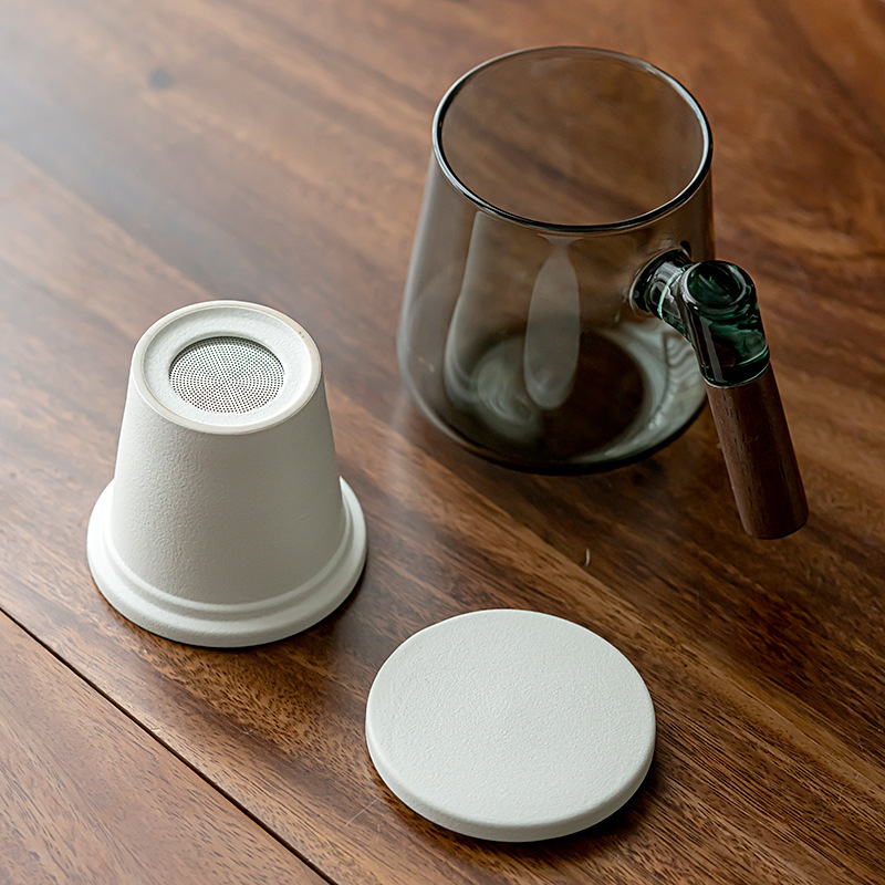 High-looking creative handle glass tea and water separated office cup