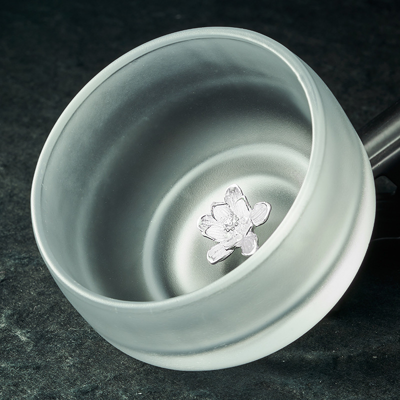 Silver inlaid glass teacup and jade porcelain zodiac