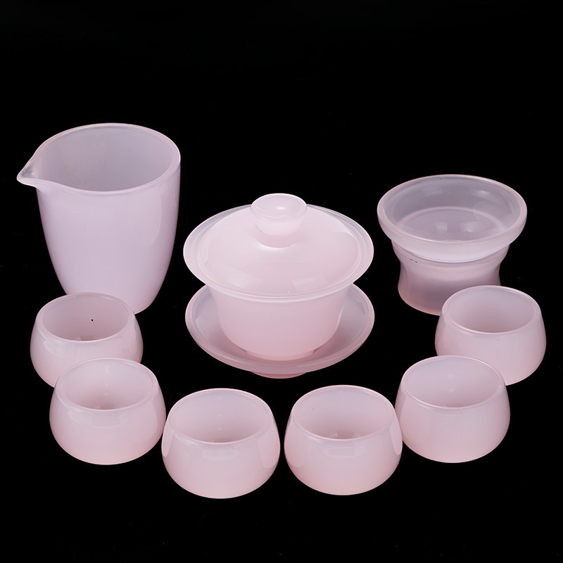 Beautiful pink glazed Chinese tea set