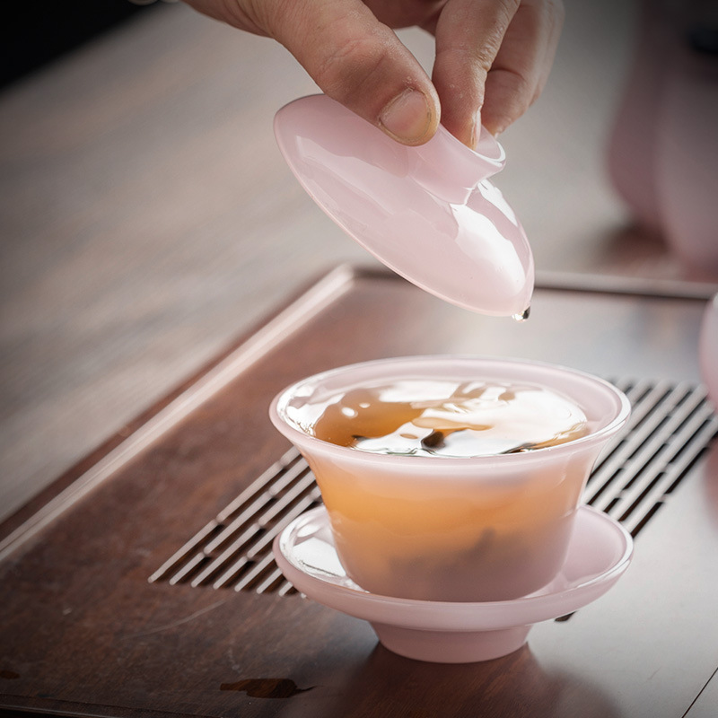 Beautiful pink glazed Chinese tea set