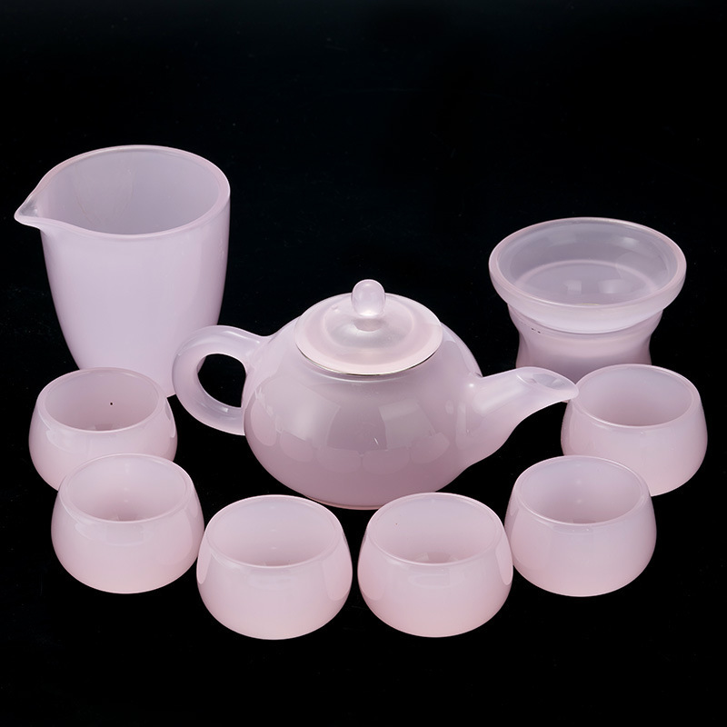 Beautiful pink glazed Chinese tea set