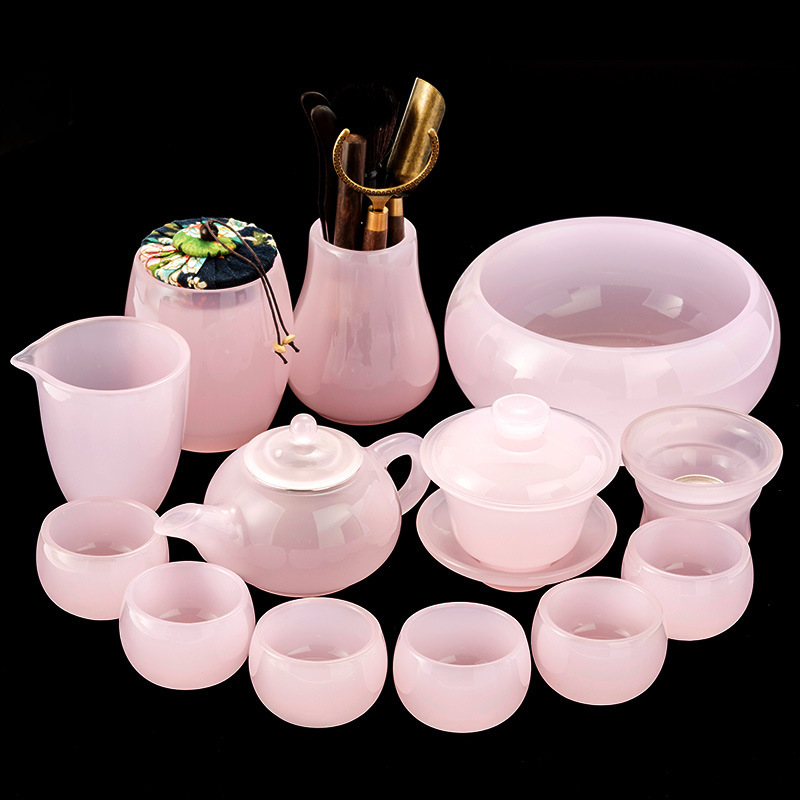 Beautiful pink glazed Chinese tea set