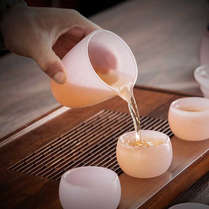 Beautiful pink glazed Chinese tea set