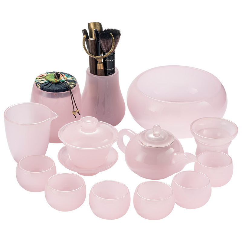 Beautiful pink glazed Chinese tea set