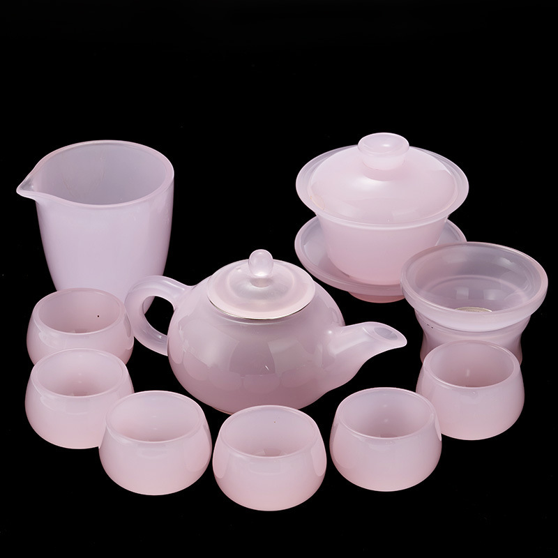 Beautiful pink glazed Chinese tea set