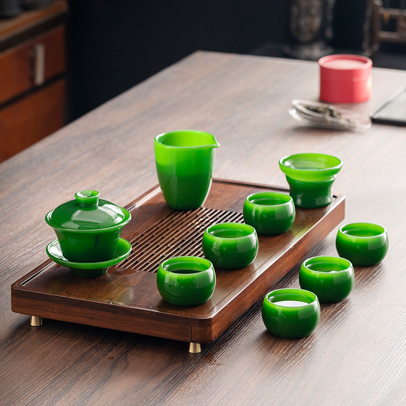 High-end Chinese style high-looking jadeite tea set