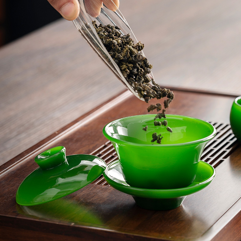 High-end Chinese style high-looking jadeite tea set