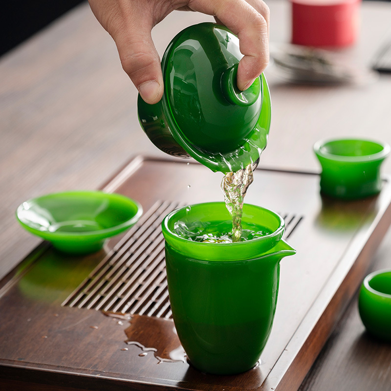 High-end Chinese style high-looking jadeite tea set