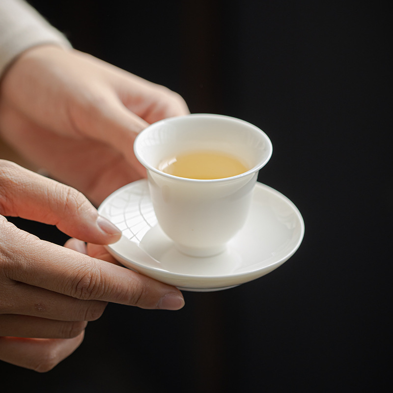 Mutton fat jade white porcelain tea set